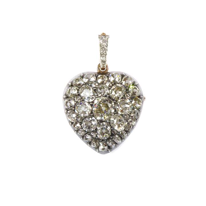 19th century diamond set heart pendant locket